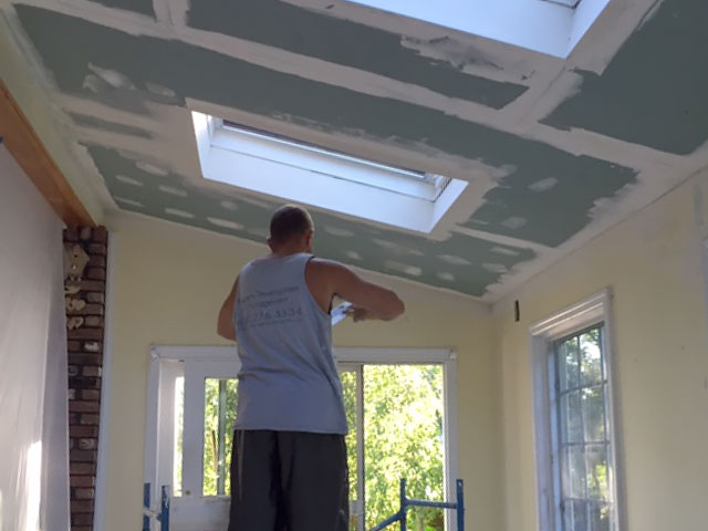 Ceiling repair new drywall installed