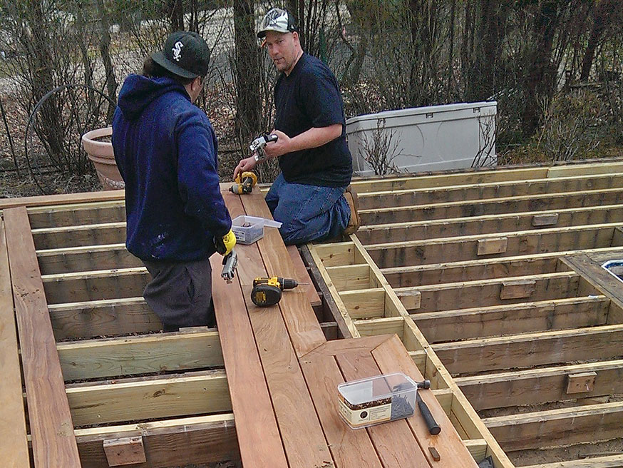 Deck being installed