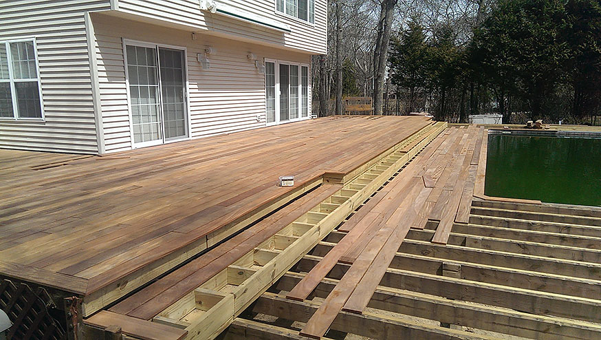 Deck being built with Brazilian Cumaru hardwood