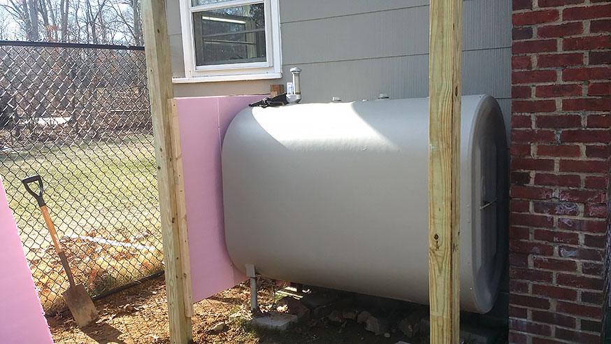 Oil tank on back of house