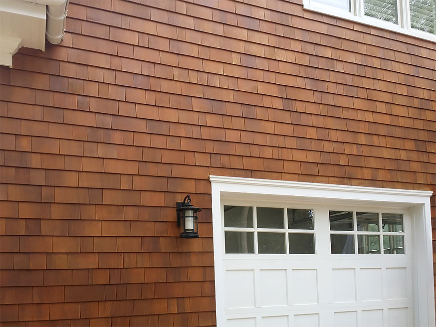 Cedar wood shingles after staining.