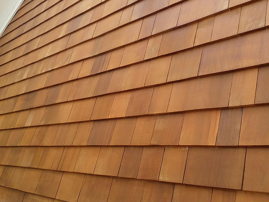 Cedar wood shingles after staining