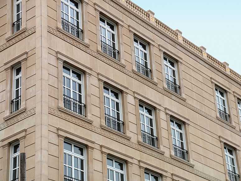 building facade showing stonework