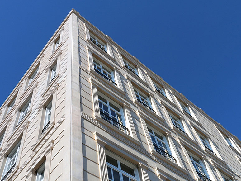 building facade showing stonework