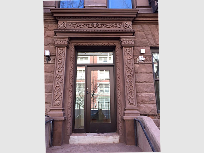 restored stonework at building entrance